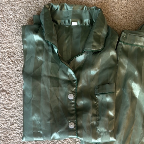 Green Satin Pajama Set - Picture 2 of 3
